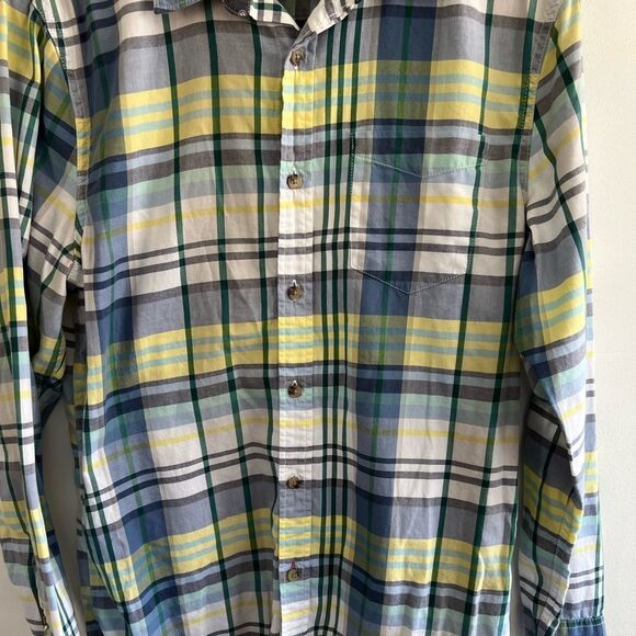 1901 Blue Green Yellow Plaid Button Down Collared Shirt Nordstroms Men's Medium - Picture 5 of 16